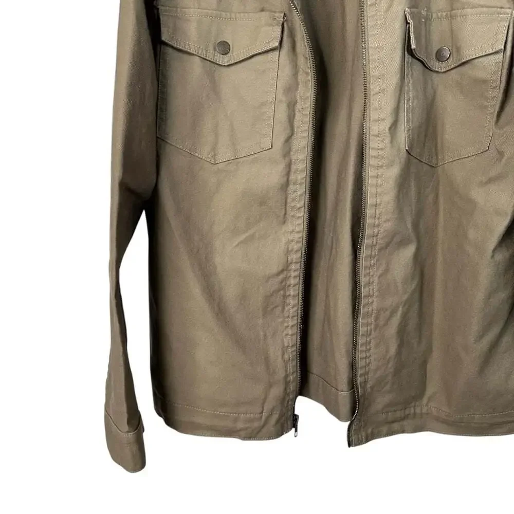 Realtree Beige Canvas Utility Jacket L Unlined Workwear Zip Front Ruggedcore